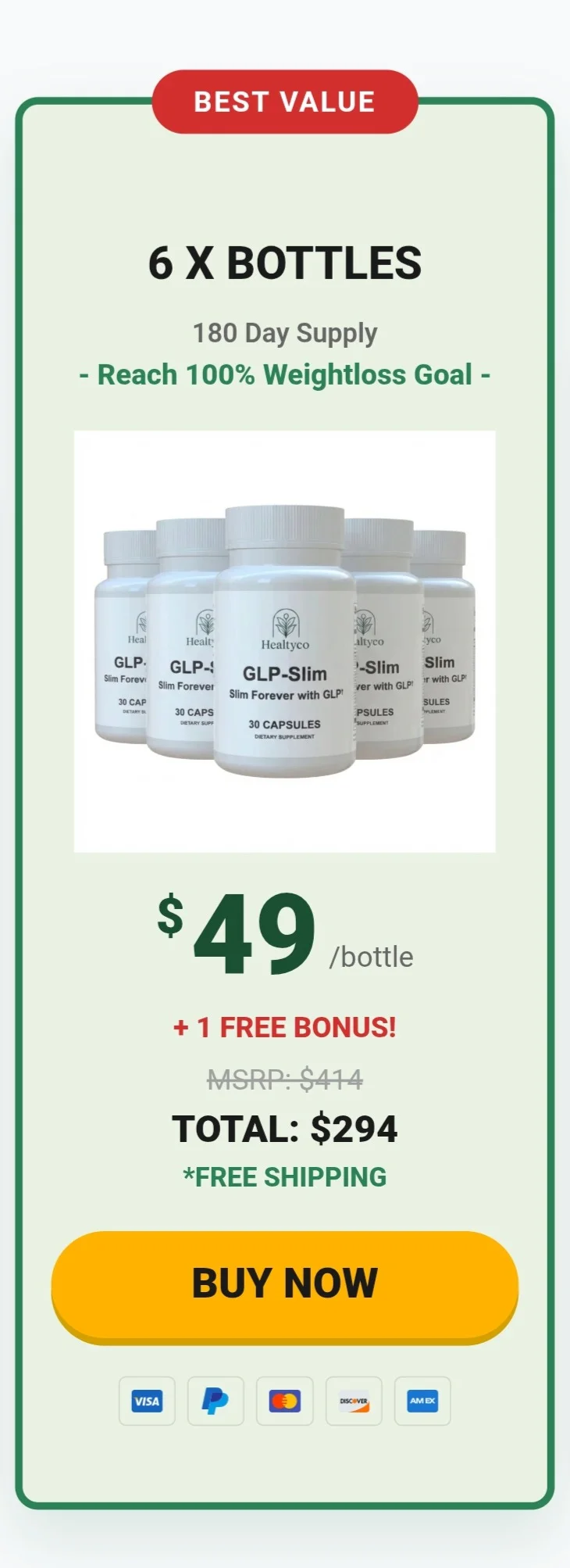 GLP-Slim™ 6 bottles pricing